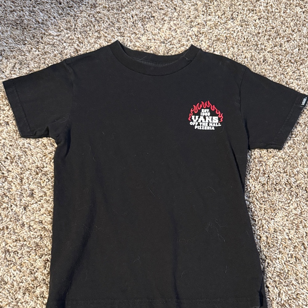 Vans Kids Black Tee with Red Flame Graphic